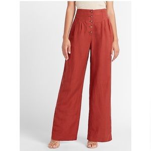 NWT Express Super High Waisted Linen Wide Leg Pant